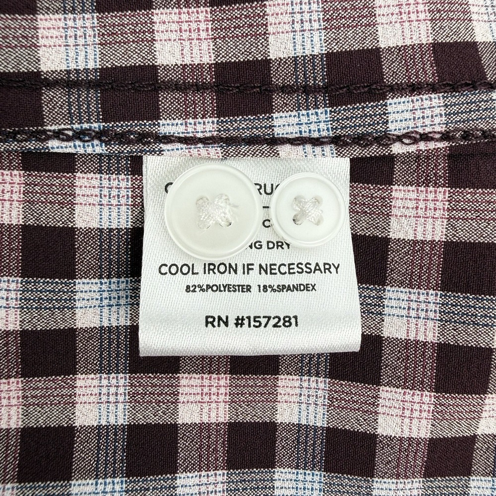 Mizzen+Main Leeward Shirt Men's XL Trim Burgundy Plaid Stretch - Picture 8 of 10